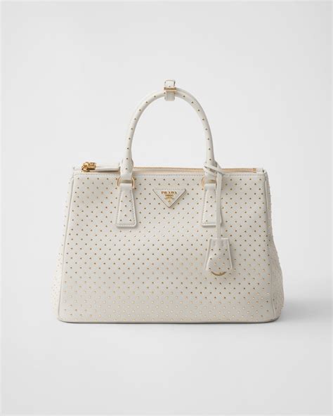 white prada handbags|prada white galleria studded bag.